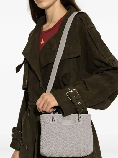 Emporio Armani Quilted Woven Tote Bag In Gray