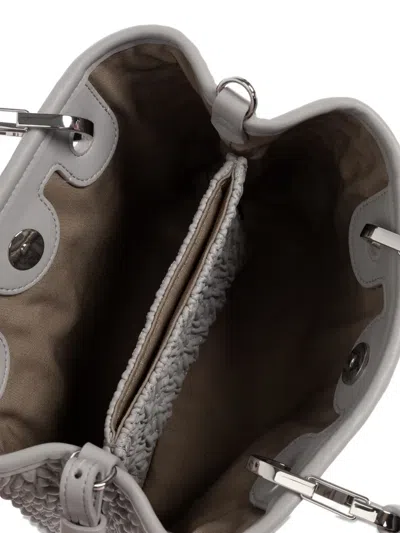 Emporio Armani Quilted Woven Tote Bag In Gray