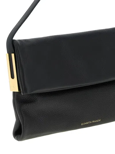 Elisabetta Franchi Signature Shoulder Bag Top Handle In Black
