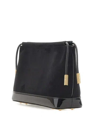 Elisabetta Franchi Drawstring Patent-trim Clutch Bag In Black