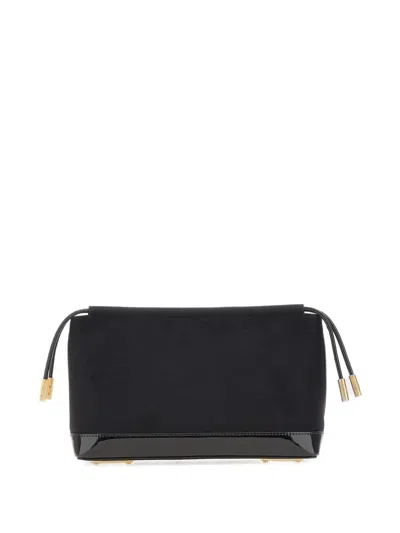 Elisabetta Franchi Drawstring Patent-trim Clutch Bag In Black