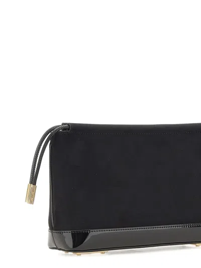 Elisabetta Franchi Drawstring Patent-trim Clutch Bag In Black