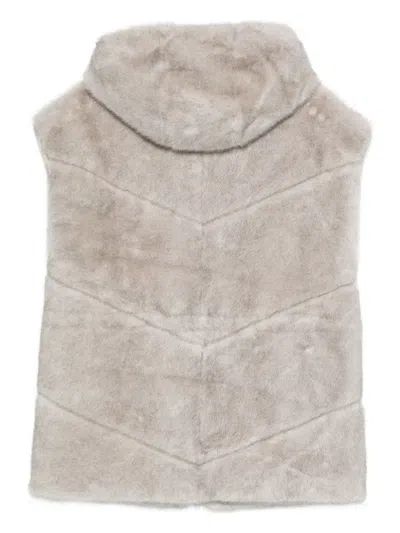 Max & Moi Valora Faux-fur Gilet In Neutral