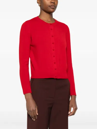 Alpha Studio Button-front Cardigan In Red