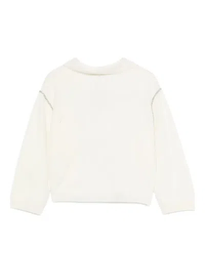 Max & Moi Chain-trimmed Button-up Jacket In White