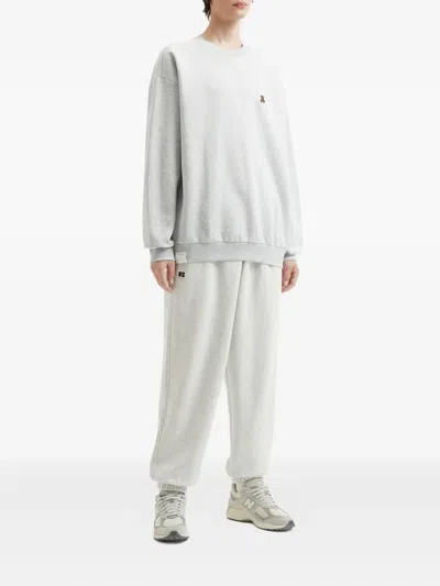 Izzue Teddy Bear-embroidered Crew-neck Sweatshirt In Gray