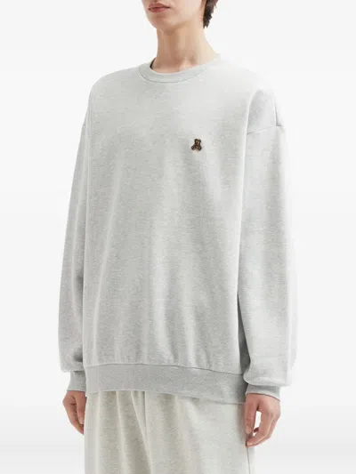 Izzue Teddy Bear-embroidered Crew-neck Sweatshirt In Gray