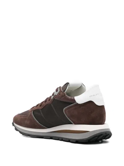 Philippe Model Trop Haute Low Sneakers In Brown Suede And Fabric In Brown