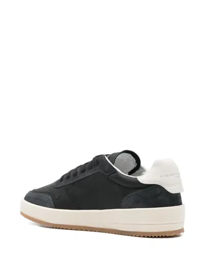 Philippe Model Men's Smooth Grain Suede Panelled Sneakers In Black