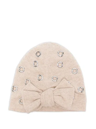 Max & Moi Eyelet-embellished Beanie In Neutral