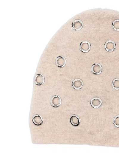 Max & Moi Eyelet-embellished Beanie In Neutral