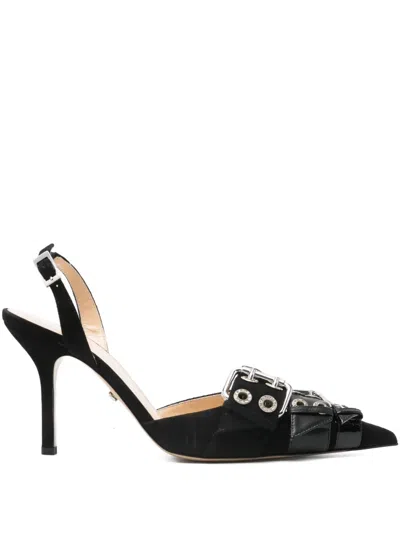 Mach&mach 100mm Buckle-detail Pointed-toe Pumps In Black