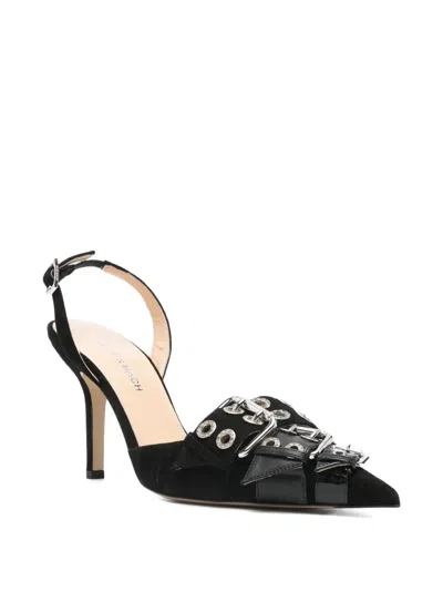 Mach&mach 100mm Buckle-detail Pointed-toe Pumps In Black