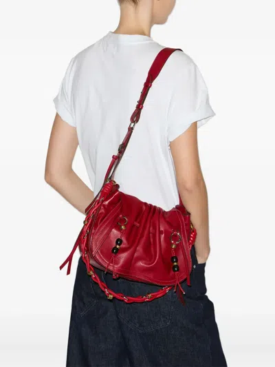 Isabel Marant Pleated Drawstring Shoulder Bag In Red