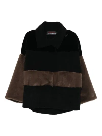 Collection Privèe Shearling Panelled Coat In Black