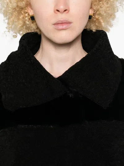 Collection Privèe Shearling Panelled Coat In Black