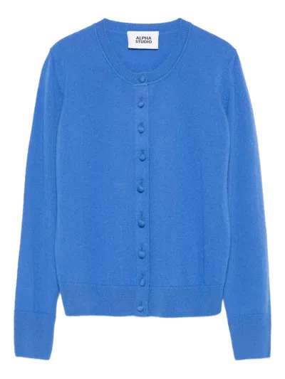 Alpha Studio Buttoned Wool Cardigan In Black