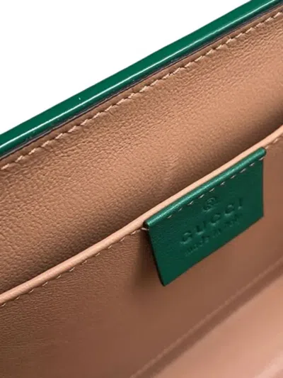 Pre-owned Gucci 2016-2025 Mini Patent Sylvie 1969 Top Handle Bag Satchel In Green
