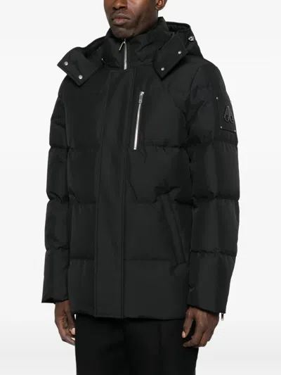 Moose Knuckles Hooded Puffer Jacket In Black