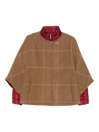 Fay Layered Beige Wool-blend Jackets In Brown