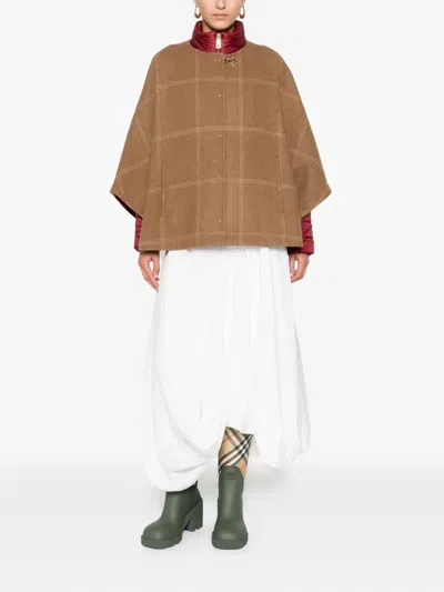 Fay Layered Beige Wool-blend Jackets In Brown