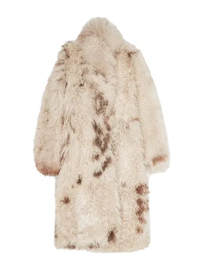 Remain Birger Christensen Shearling Coat In Neutral