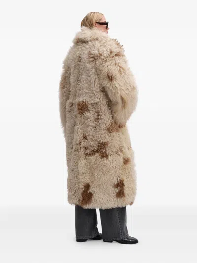 Remain Birger Christensen Shearling Coat In Neutral