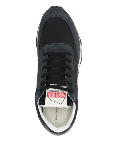 Philippe Model Tour Low Sneakers In Blue Suede And Fabric In Blue