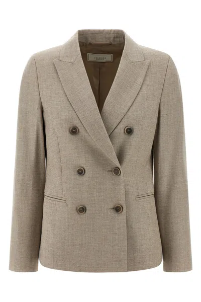 Peserico Double-breasted Blazer Blazers Beige In Nude