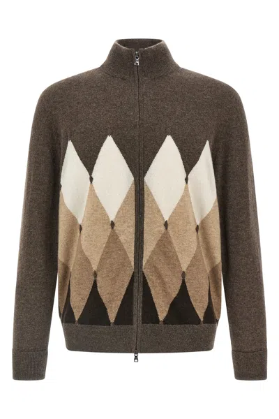 Ballantyne Cardigan Argyle Sweaters And Cardigans Brown In Brown