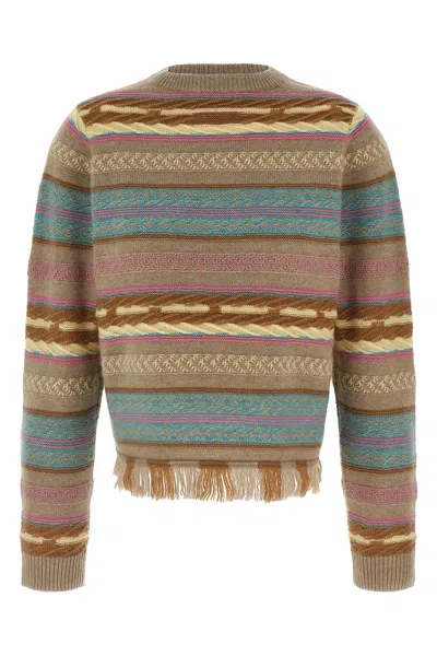 Guest In Residence Western Striped Wool And Cashmere-blend Jumper In Brown