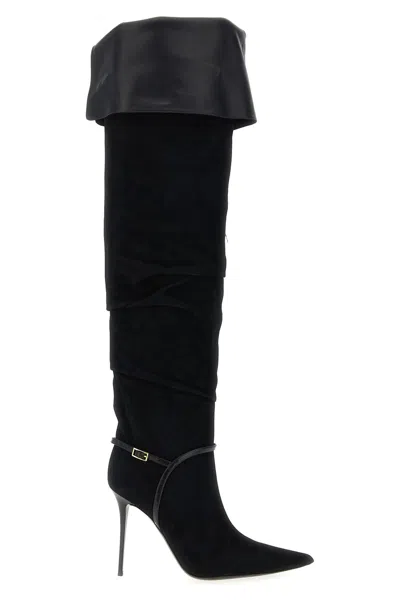 Giuseppe Zanotti Secret High Boot 105 High Heels Boots In Black Suede And Leather In Black