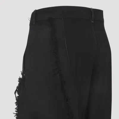 Rick Owens Casual Trousers With Frayed Detailing And Pockets In Black