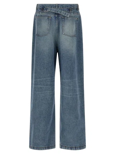 Ami Alexandre Mattiussi Ami Paris Men Blue Jeans With Belt Loops And Wide Leg In Denim Man In Blue