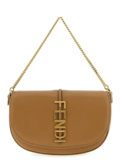 Fendi 'graphy' Wallet On Chain In Sand