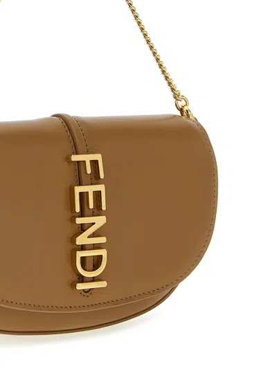 Fendi 'graphy' Wallet On Chain In Sand