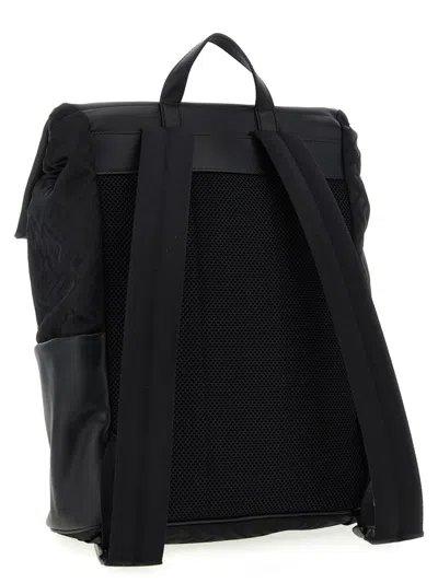 Fendi Top Handle Flux Backpack With Adjustable Straps In Black