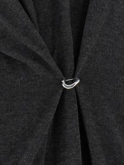 Isabel Marant Women Grey V-neck Sweater With Ring Detail At The Waist In Fabric Woman In Gray