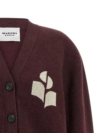 Isabel Marant Étoile V-neck Burgundy Cardigan With Center Button Closure In Burgundy