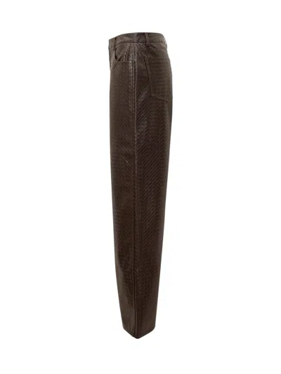 Rotate Birger Christensen Rotate Brown Woven Faux Leather Pants In Animal Print