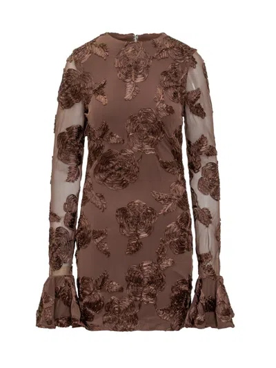 Rotate Birger Christensen Rotate Embroidered Tulle Mini Dress In Animal Print