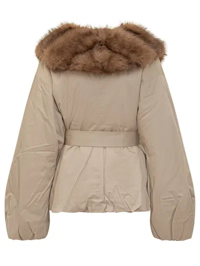 Rotate Birger Christensen Giacca Con Collo In Pelliccia Sintetica Beige In Multi