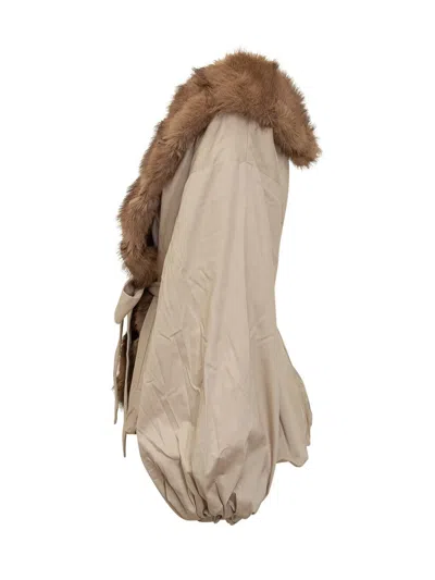 Rotate Birger Christensen Giacca Con Collo In Pelliccia Sintetica Beige In Multi