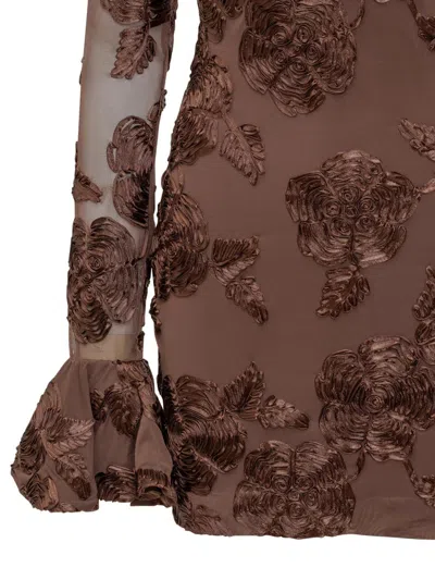Rotate Birger Christensen Rotate Embroidered Tulle Mini Dress In Animal Print
