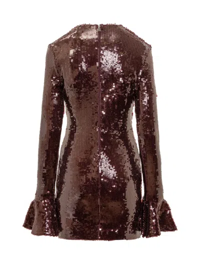 Rotate Birger Christensen Rotate Mini Dress With Sequins And Ruffle Sleeves In Animal Print