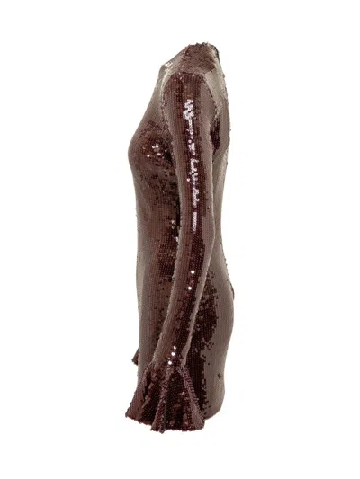 Rotate Birger Christensen Rotate Mini Dress With Sequins And Ruffle Sleeves In Animal Print
