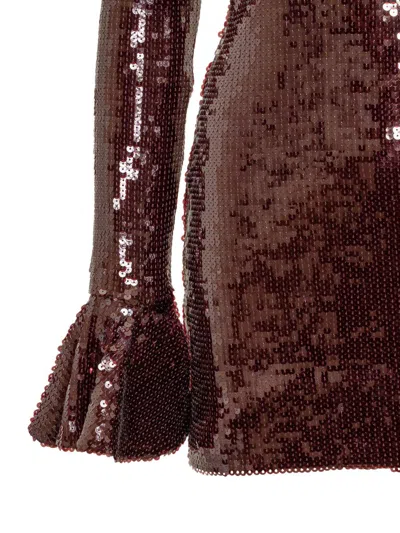 Rotate Birger Christensen Rotate Mini Dress With Sequins And Ruffle Sleeves In Animal Print
