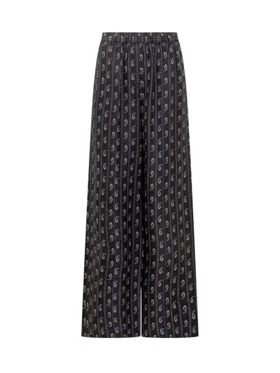 Tory Burch Palace Pants With Monogram In Blue
