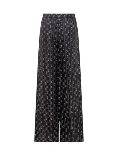 Tory Burch Palace Pants With Monogram In Blue