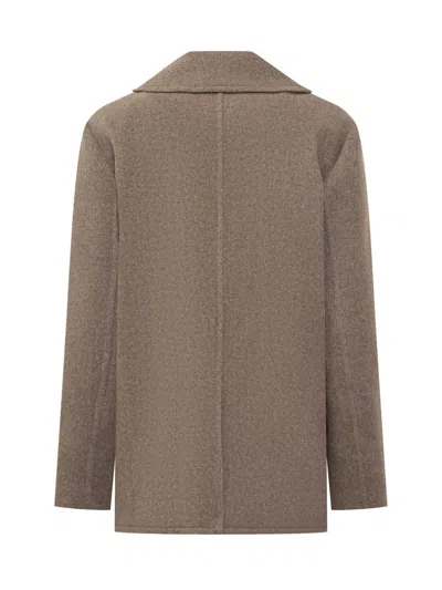 Tory Burch Double-breasted Coat In Beige Wool In Brown